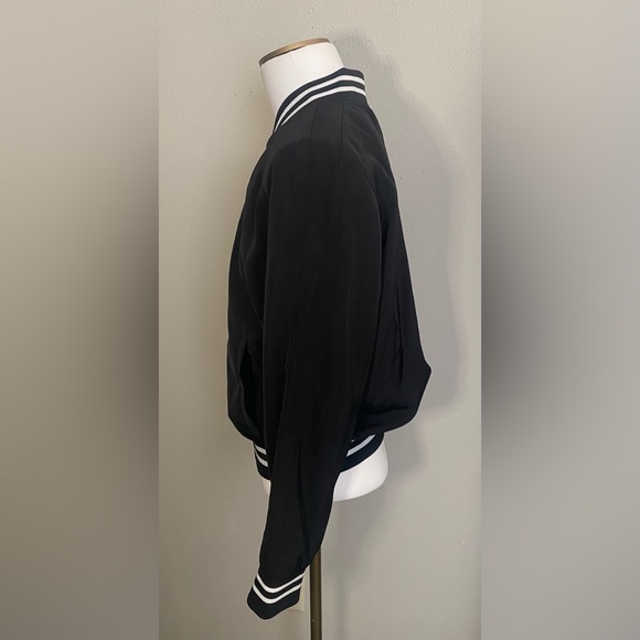 Betsy Johnson black and white varsity stripe bomber jacket - Picture 2 of 9